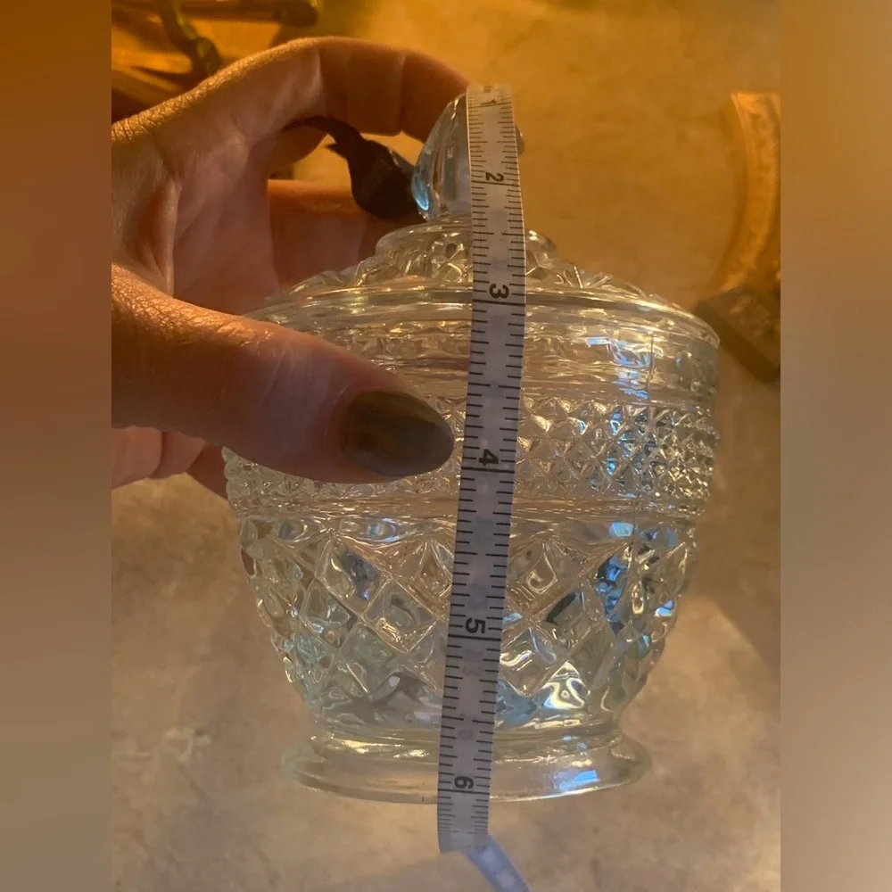 Vintage Clear Glass Candy Jar with Lid 6” x 3.75